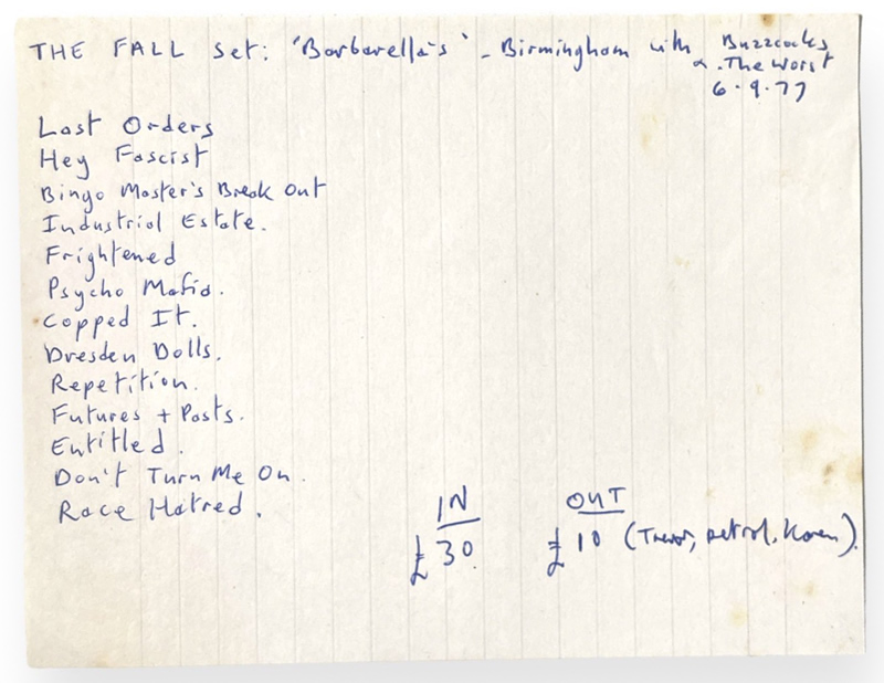 setlist: 6 Sept 1977: Barbarella's, Birmingham